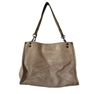 American Leather Co Lenox Purse Taupe Gray Leather Shoulder Bag Satchel Purse